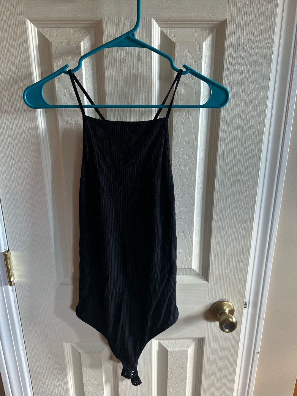 Xhilaration Black Ribbed Snap-Crotch Bodysuit Chemise